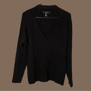 Forever 21 Black V-Neck Mock Choker Sweater